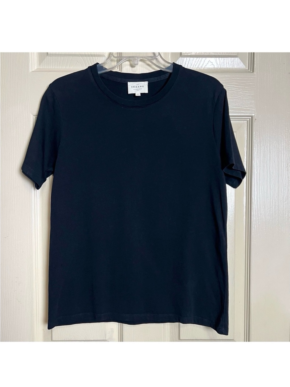 Sezane Black Short-Sleeve Crewneck Tee